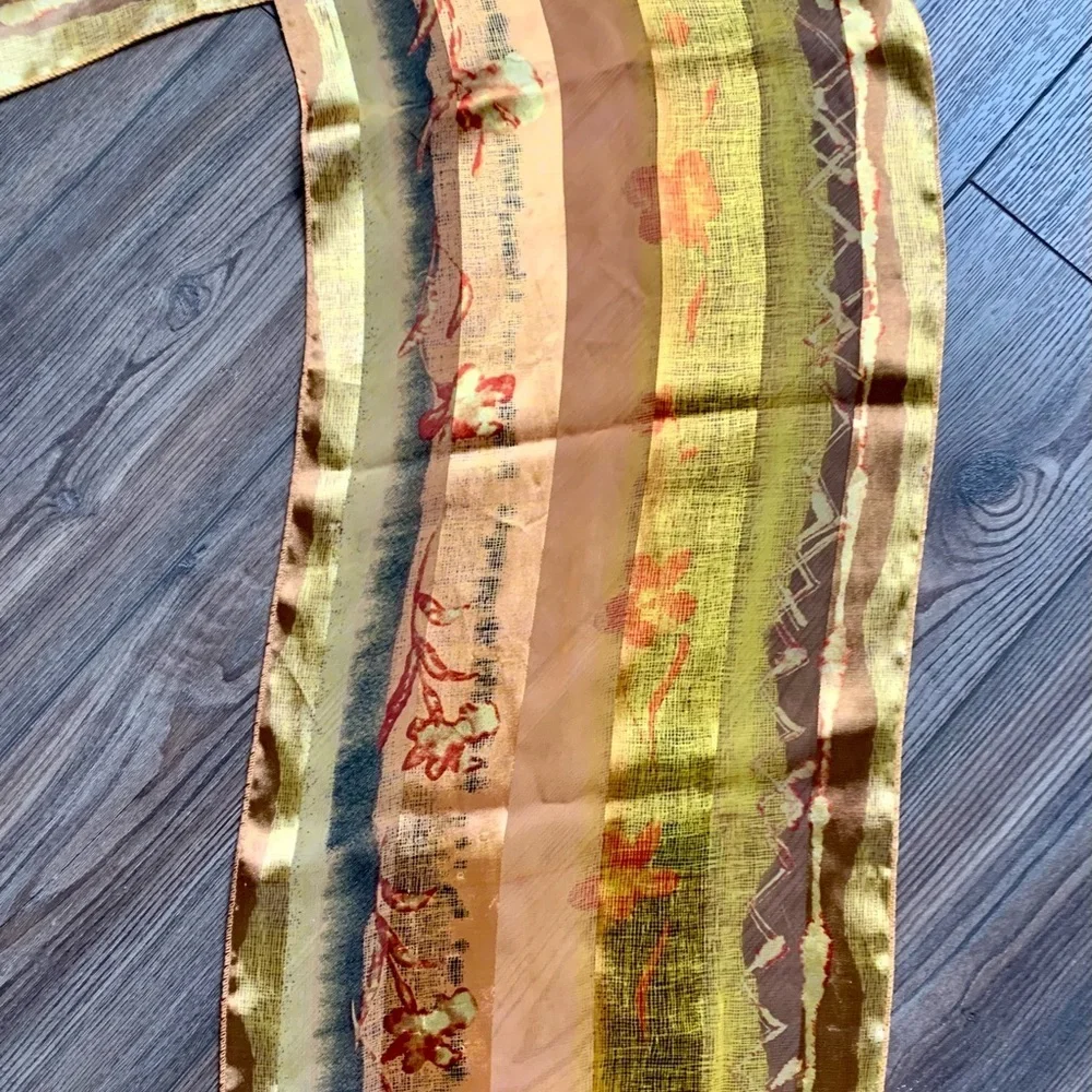 Vibrant Orange and Gold Sheer Scarf